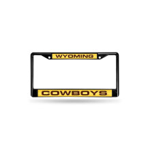 Rico Industries FCLB520101 Moldura para placa de carro Wyoming Cowboys preta cromada a laser FCLB520101