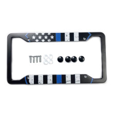 Cadre de plaque d'immatriculation EXMENI Blue Lives Matter USA Flag en aluminium composite, cadre de plaque d'immatriculation