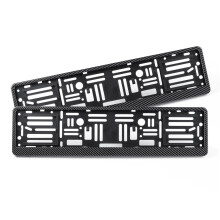 Novo 2 peças placa de carro fibra de carbono cor euro surround suporte quadro