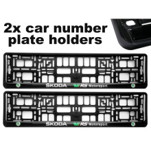 2 x Molduras de suporte para placa de carro Doming CAR Number Plate Surround MELHOR AJUSTE para SKODA