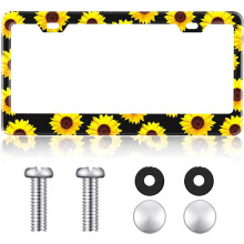 Moldura de placa de girassol com suporte de metal de alumínio e tampa de placa de girassol com tampas