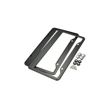 2 peças de molduras para placas de carro em metal preto e aço inoxidável com tampas de rosca e capa