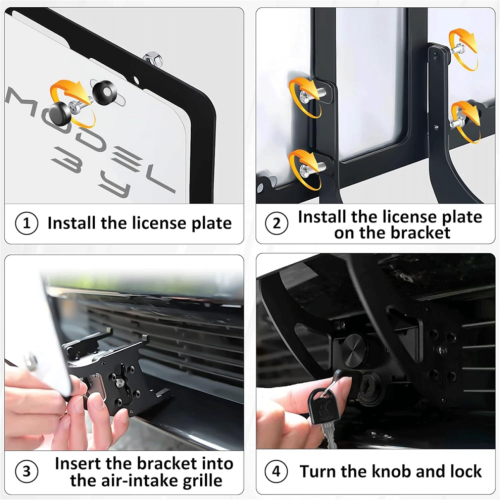 Suporte de placa frontal com trava para Modelo Y Modelo 3 2