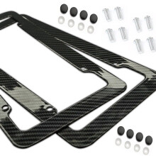 Moldura de placa de licença universal 2 peças, fibra de carbono, suporte de moldura de placa de licença