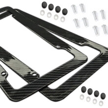 Moldura de placa de fibra de carbono com acabamento brilhante, 2 peças de moldura de placa dianteira
