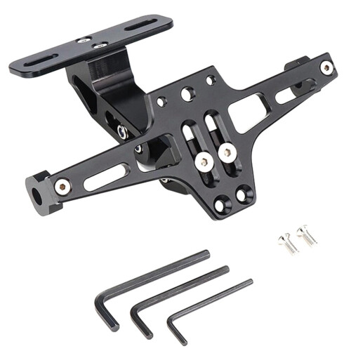 Support de plaque d'immatriculation universel pour moto, support de feu arrière noir 2