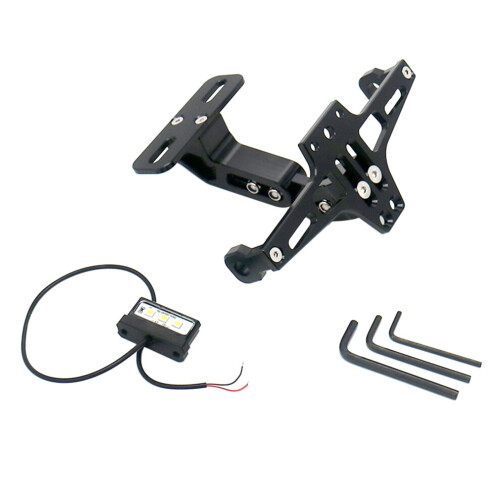 Support de plaque d'immatriculation universel pour moto, support de feu arrière noir