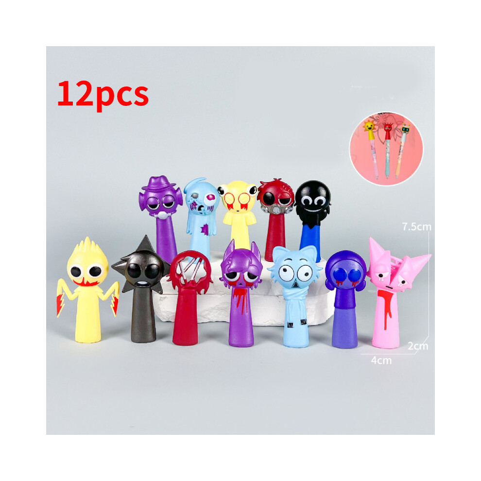 (12pcs B) Robot Incredibox Sprunki Action Figure Model Cartoon Toy Gift Kids Decoration