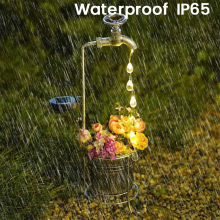Solar Powered Water Faucet Lights Waterproof LED Planter Lamp