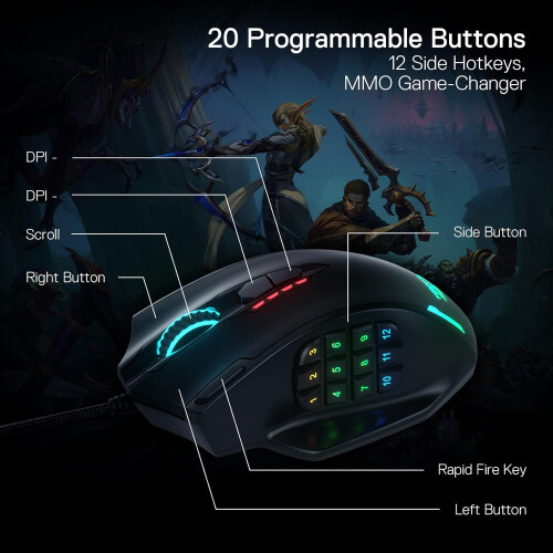 M908 Impact RGB LED MMO Mouse 2