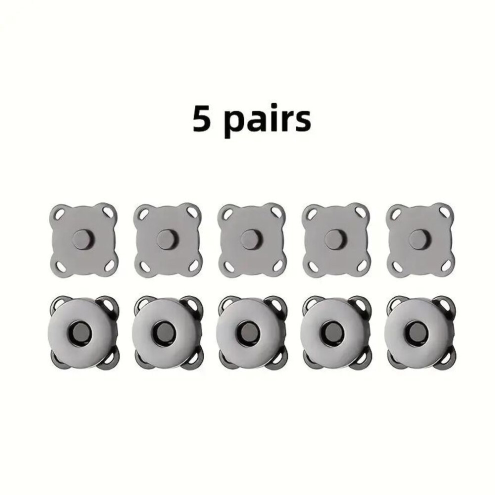 (grey) 5sets Square Magnetic Snap Fasteners Clasps Button Handbag Purse Wallet Craft Bags Parts Accessories 18mm Pick Color