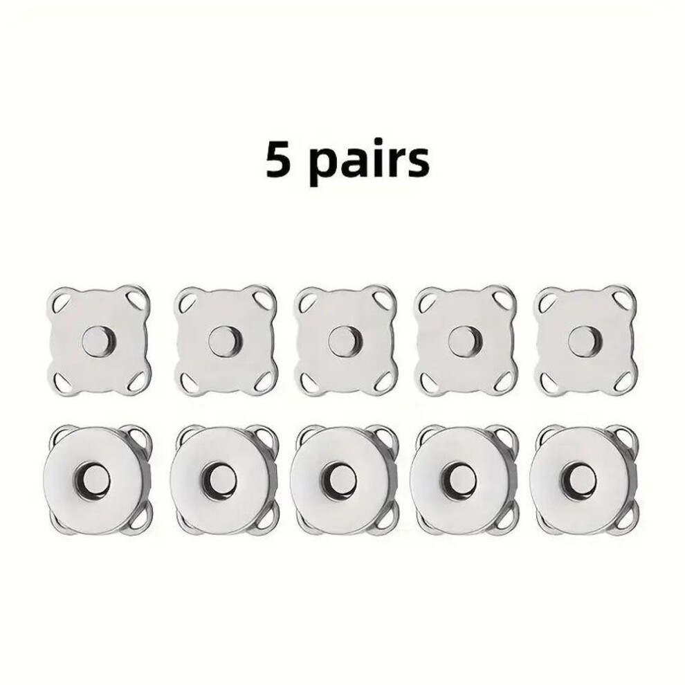 (silver) 5sets Square Magnetic Snap Fasteners Clasps Button Handbag Purse Wallet Craft Bags Parts Accessories 18mm Pick Color