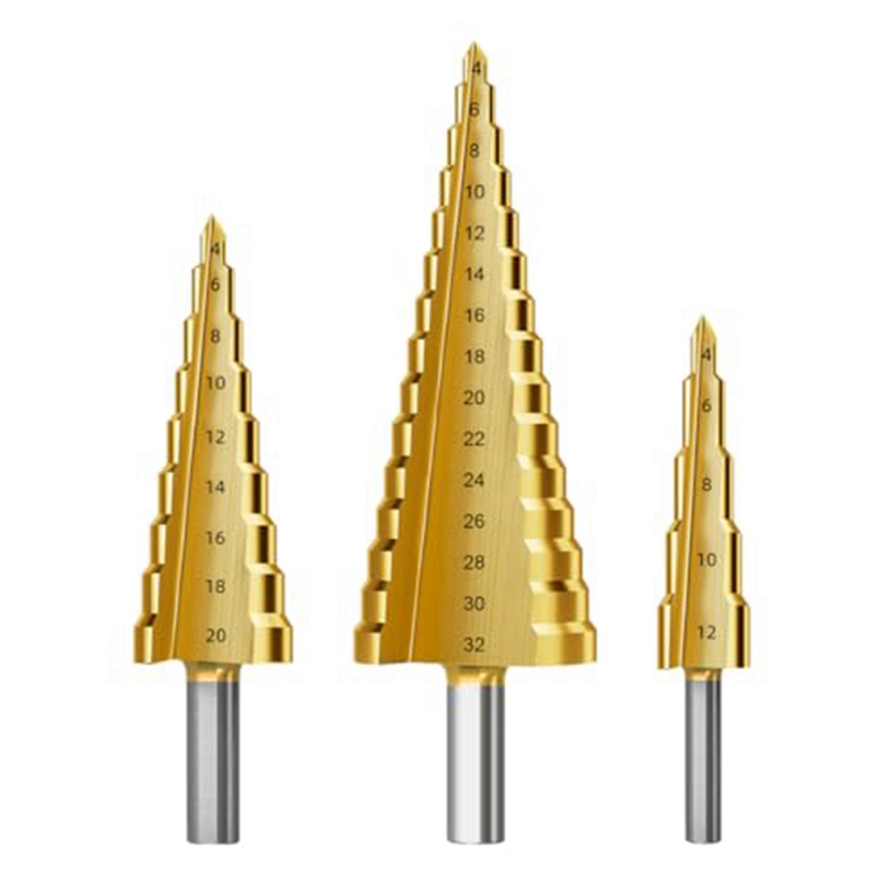 Step Drill Bit Set, 3Pcs Titanium Step Drill Bits, A 4852137630546
