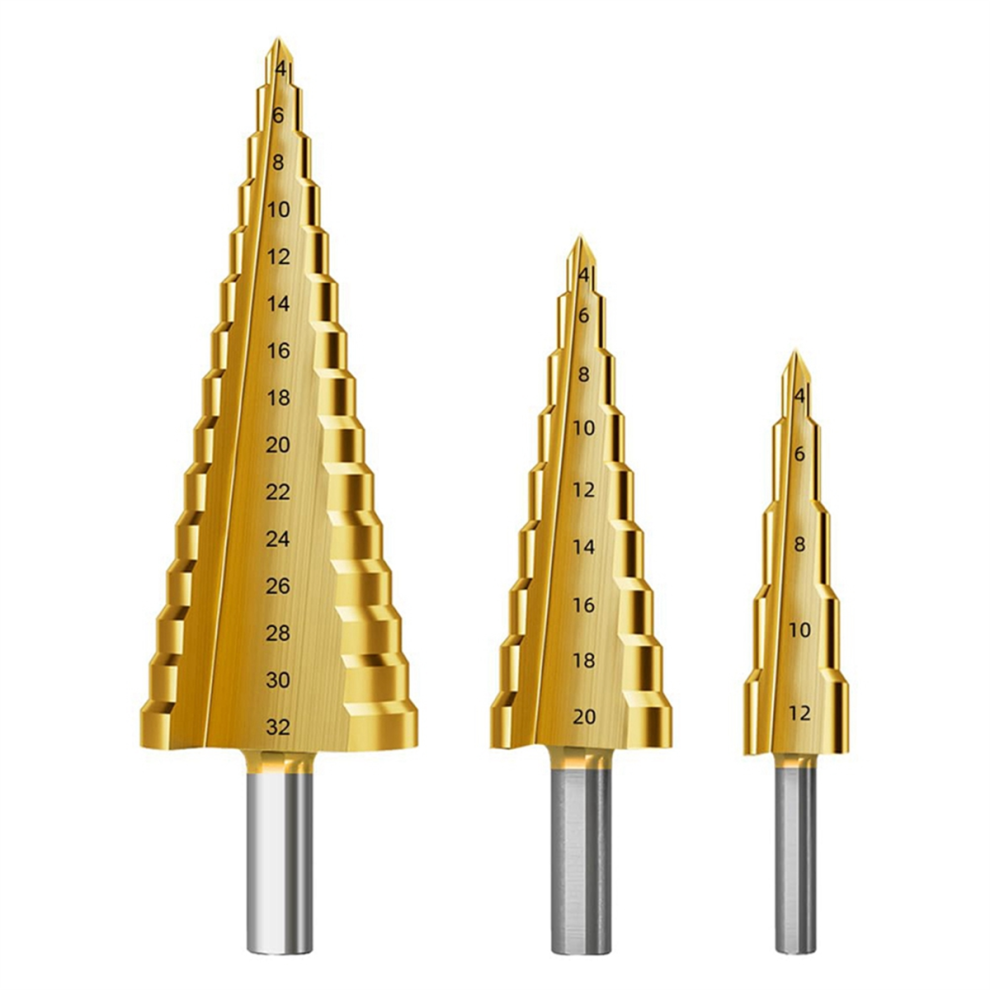 Step Drill Bit Set, 3Pcs Titanium Step Drill Bits, Metric A 4852137630690