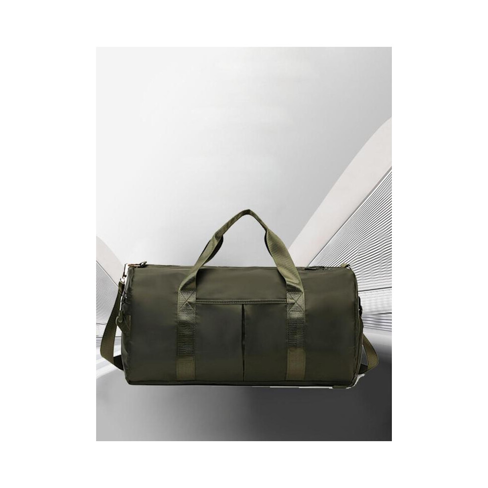 (Army Green, Please Refer To The Pictures for Dimensions) 2025 Summer Women's Fashion Large Capacity Travel Bag,Solid Color Letter Patch Zipper Pocket-image-OPC-PHF2W7P-NEW