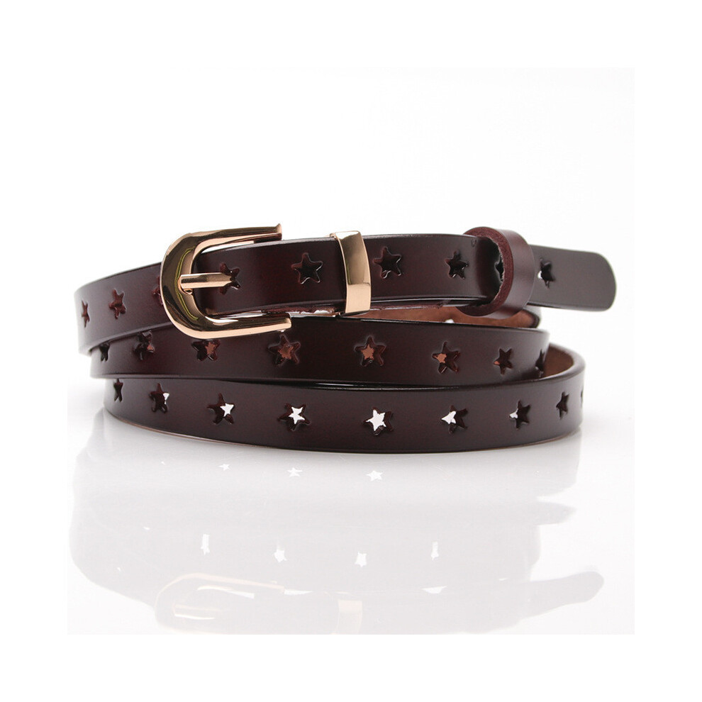 (Brown) Classic Womens Leather Belt With Star Embellishments And Closure Pin Alloy-image-OPC-PHF2XXC-NEW