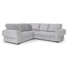 Horizon Corner Sofa Bed Light Grey Velour Fabric Full Back Cushions