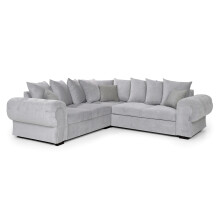 Horizon Corner Sofa Bed Light Grey Velour Fabric Scatter Back Cushions