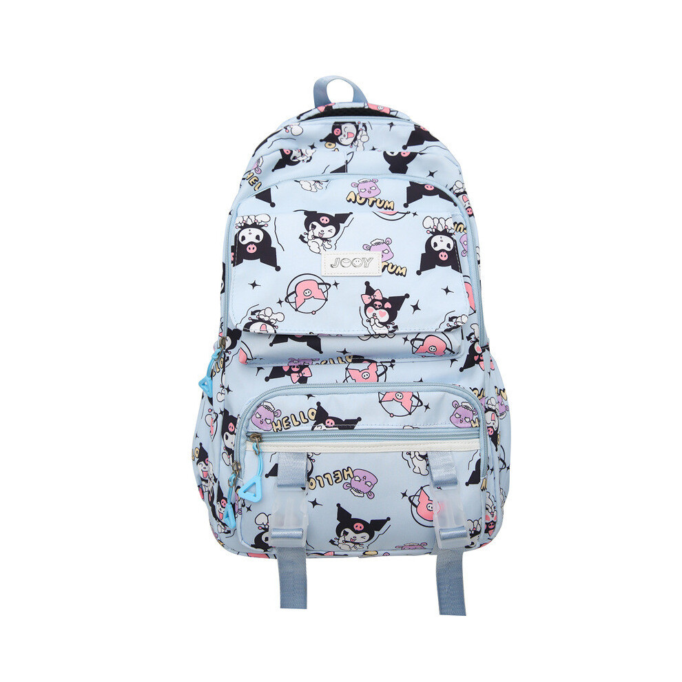 (Blue) Kuromi Backpack Sanrio Student Large Capacity Bag Straps Adjustable Shoulder