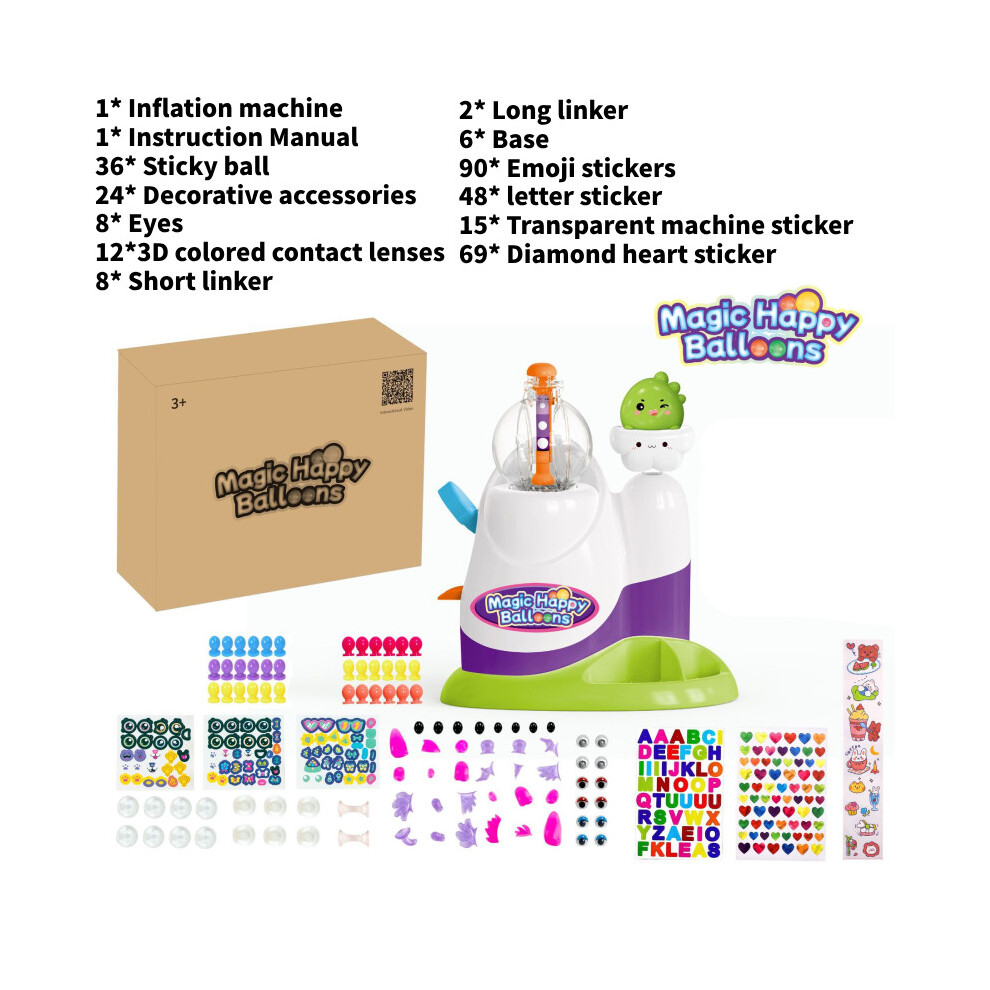 (Dinosaur) Happy Balloons Magic Diy Sticky Balls Inflatable Bubble Toys Creative Machine