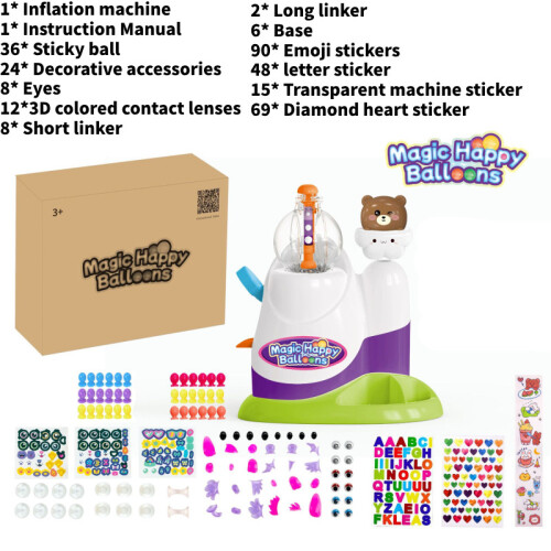 (Bear) Happy Balloons Magic Diy Sticky Balls Inflatable Bubble Toys Creative Machine