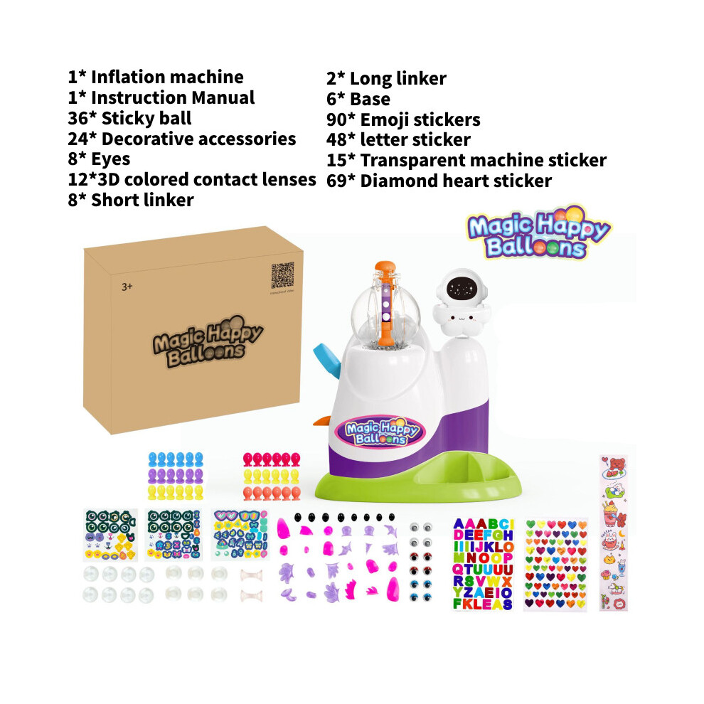 (Astronaut) Happy Balloons Magic Diy Sticky Balls Inflatable Bubble Toys Creative Machine