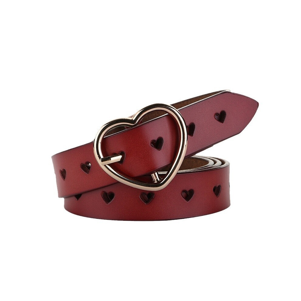 (Chestnut, 115cm) Leather Womens Belt With Silver Buckle And Heart Decor For Work Looks Casual And-image-OPC-PHF5J77-NEW