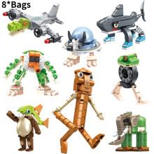 (Bag Pack) Italian Brainrot Al Tung Tung Tungsahur Building Blocks Assembly Toys Kids Gift