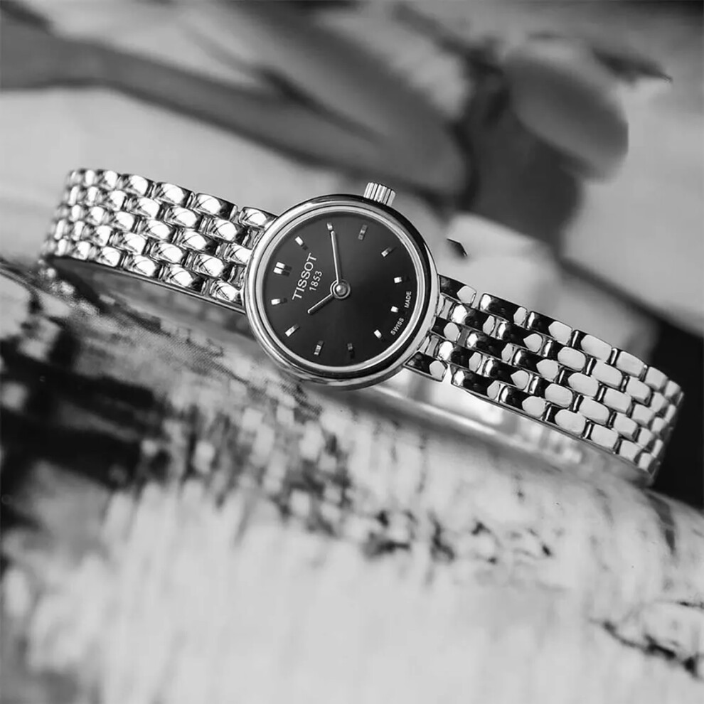 TISSOT T058.009.11.051.00 WOMENS WATCH SILVER BRACELET & BLACK DIAL