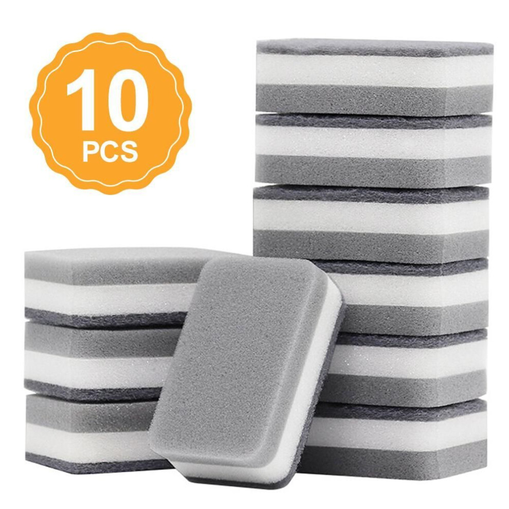 (grey, Pack of 10) 20pc Sponge Dishwashing Wipe Household Double Sided Pot Brush Kitchen Housework Cleaning Rounded
