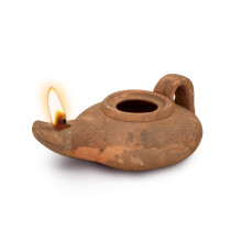 Herodian - Biblical Classic With Handle - Replica Ancient Clay Oil Lamp & Certificate of Authenticity Hanukkah -Judaica/Christian Gift