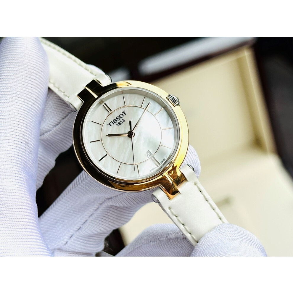 TISSOT T094.210.26.111.01 WOMENS WATCH WHITE LEATHER STRAP WHITE DIAL