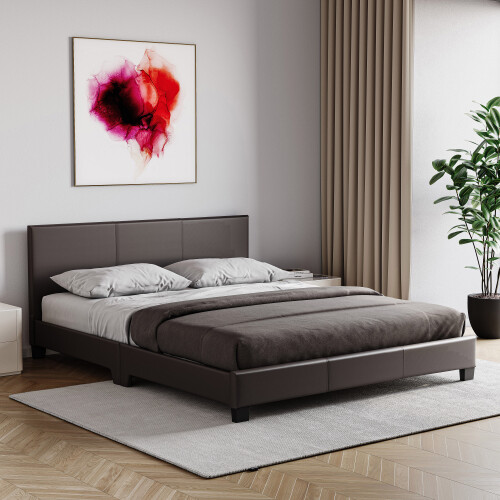 Vida Designs (King Size, Brown) Lisbon Faux Leather Upholstered Bed Frame UKFR