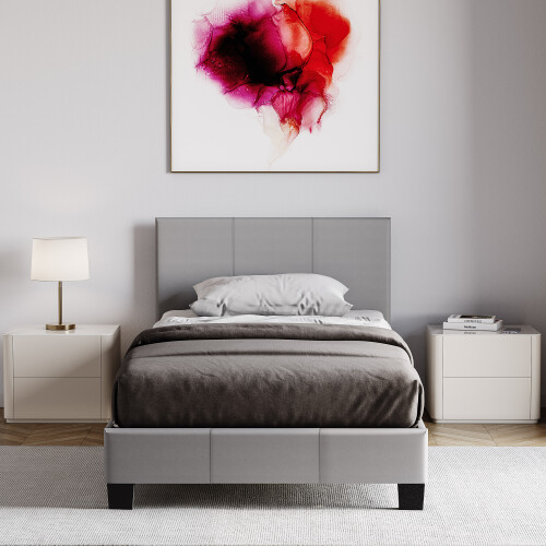 Vida Designs (Single, Grey) Lisbon Faux Leather Upholstered Bed Frame UKFR 2