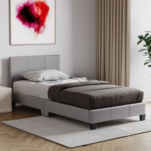 (Single, Grey) Lisbon Faux Leather Upholstered Bed Frame UKFR