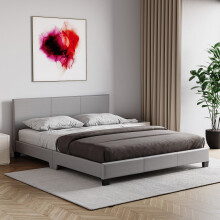 (Double, Grey) Lisbon Faux Leather Upholstered Bed Frame UKFR