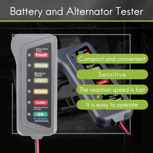 12V Car Battery & Alternator Tester - Charging (LED indication) 1