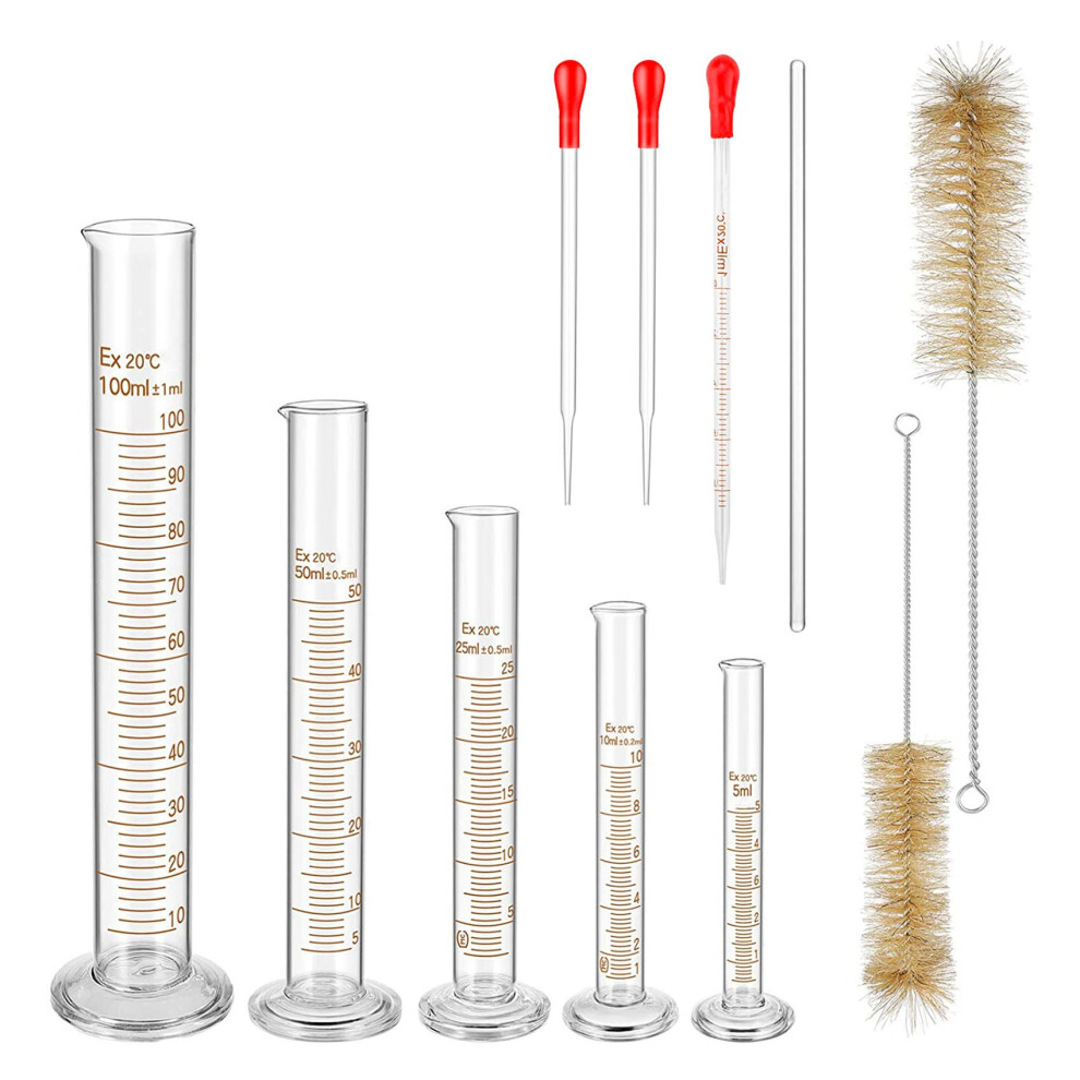 Glass Graduated Measuring Cylinders Set,with 3 Pipettes+2 Brushes-image-OPC-PHF6C8F-NEW