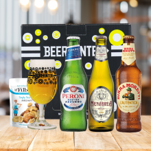 Introduction to Italian Lager Gift Set with Beerhunter Glass (3 Pack)