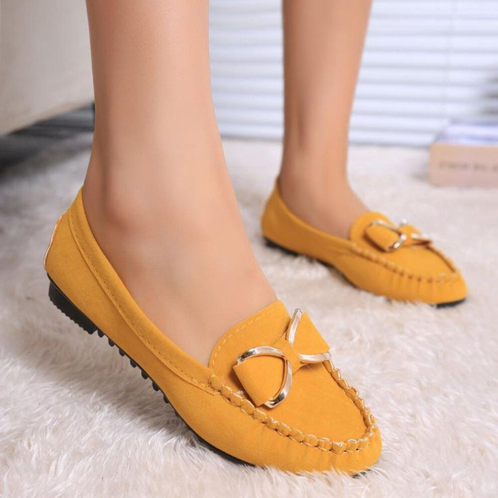 (yellow, 39) Spring Summer Women's Flat Shoes Casual Lofers Ladies Elegant Butterfly-knot Comfortable Shoes Women Soft Classic Office Shoes
