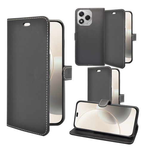 (Black) For Honor 400 Lite Wallet Flip Case Cover