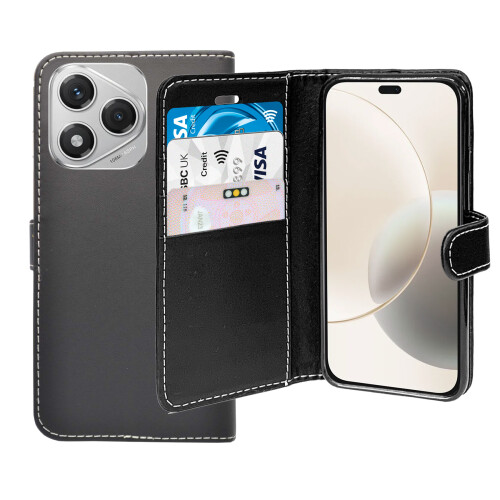 (Black) For Honor 400 Lite Wallet Flip Case Cover 1