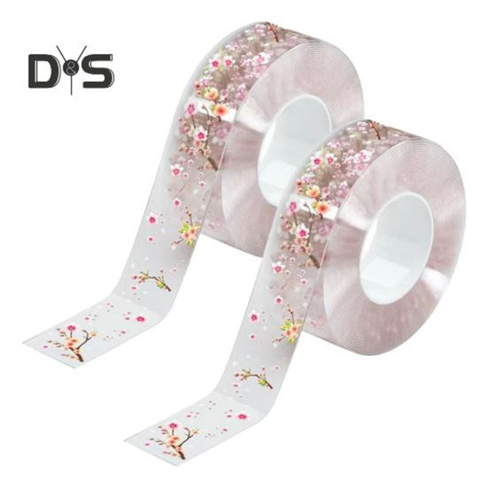 2 Rolls 300cm Clear Flower Caulk Tape Waterproof Pvc Adhesive Bathroom Toilet Bathtub Caulking Tape Kitchen Wall Edge Sealer Sticker Sealant Strip
