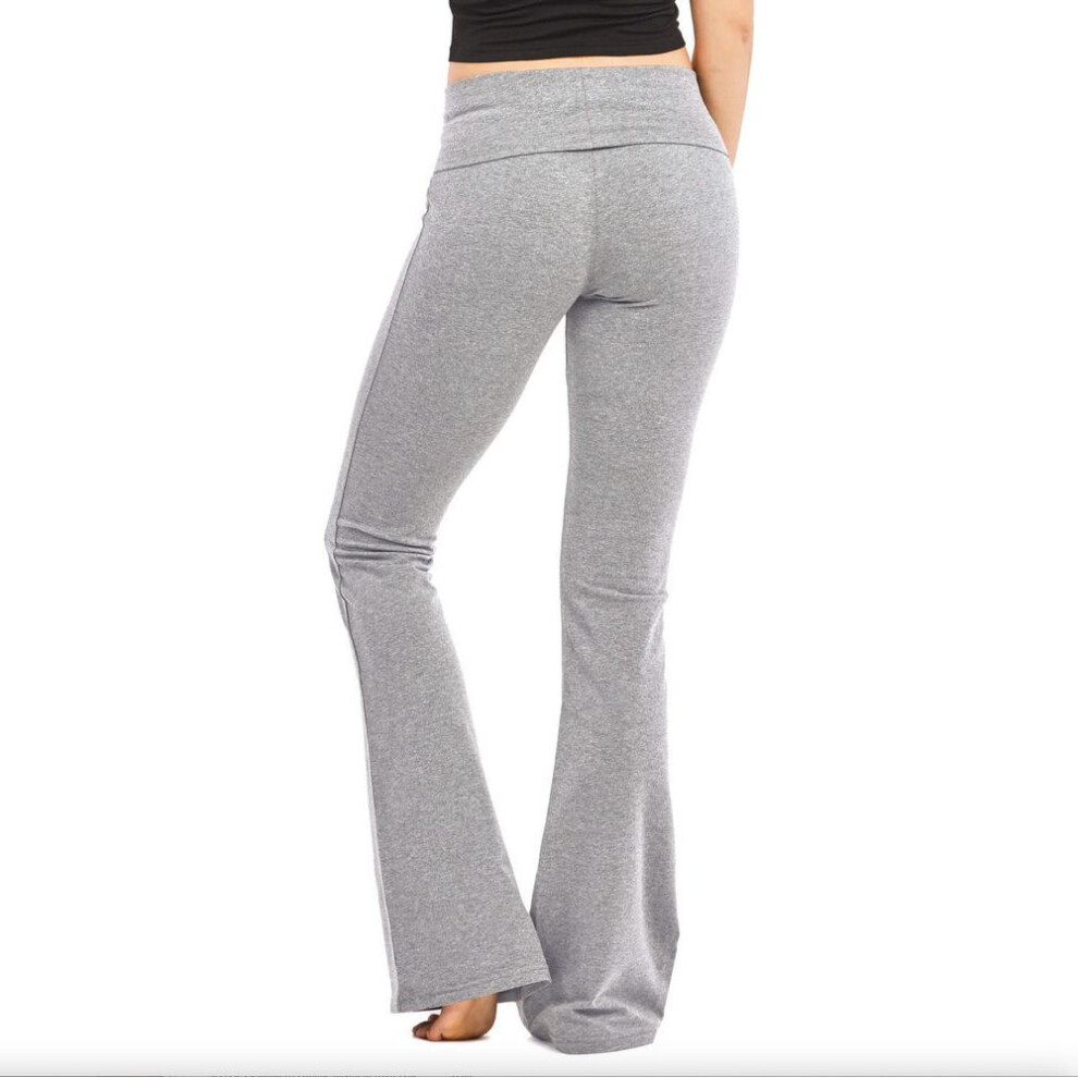 (light grey, L) European & American High-waist Flared Yoga Pants - Women's Sport, Fitness & Casual Wear