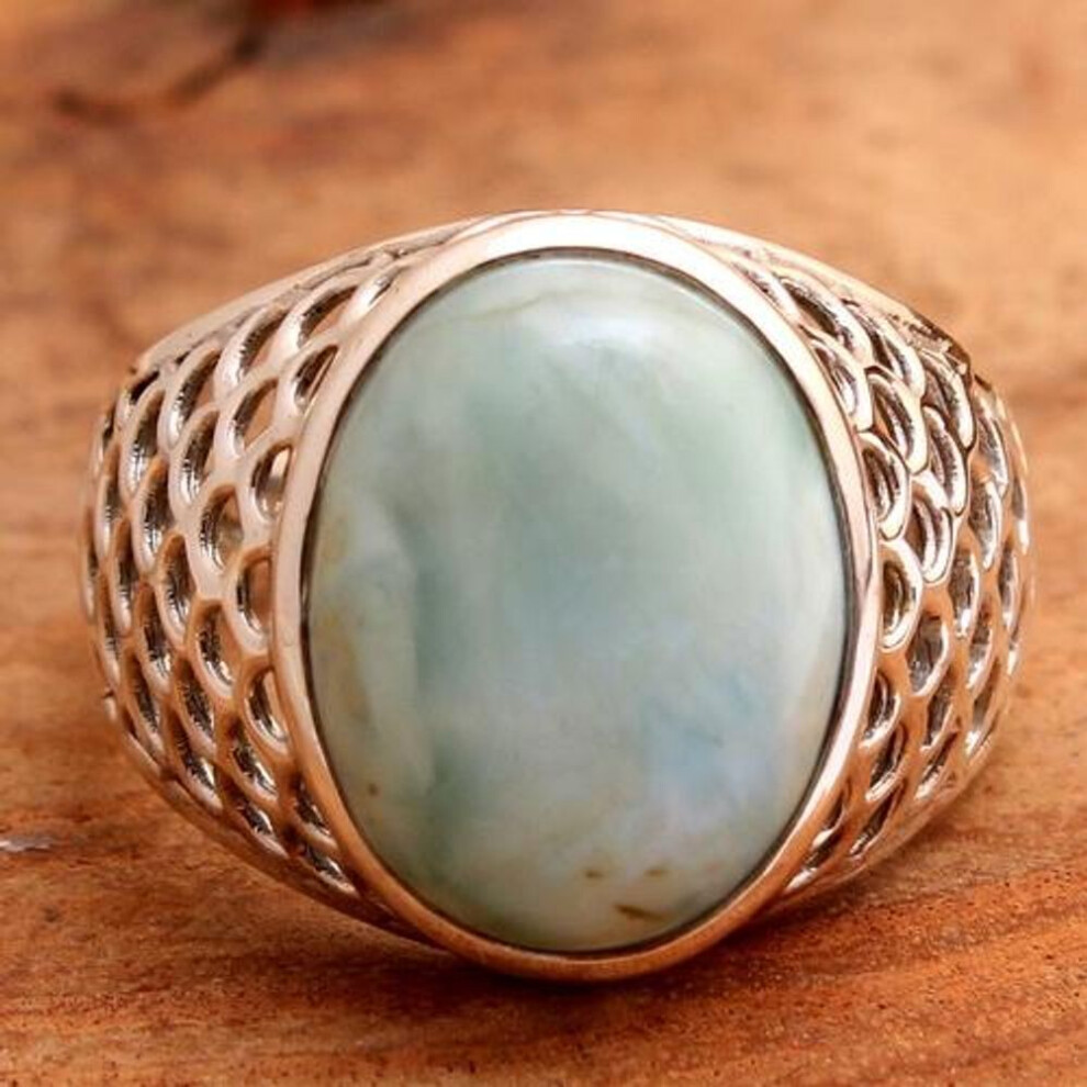 (blue, 8.5) Handmade Jewelry, Larimar Ring, Natural Gemstone, Silver Ring, Gifts For Her