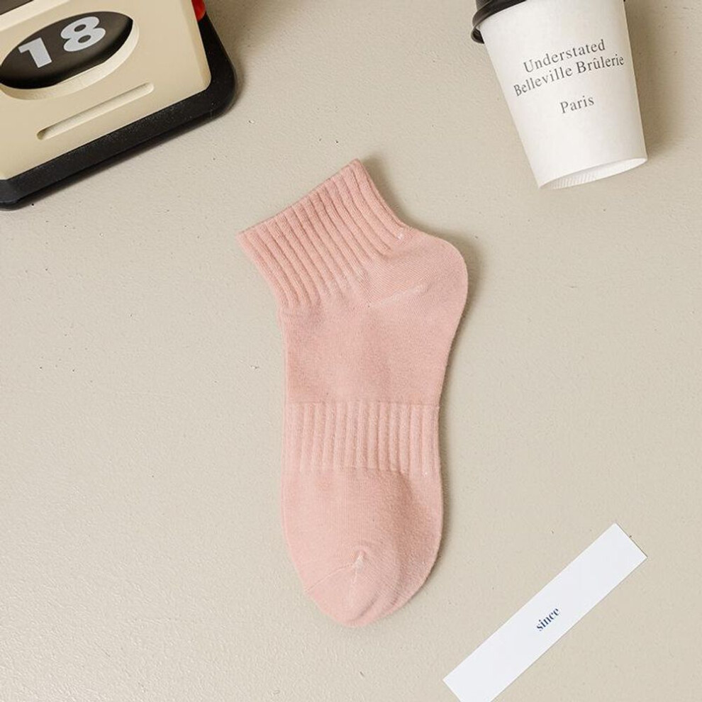 (pink, One size) Summer Thin Waisted Solid Color Boat Socks For Women Spring And Summer Short Casual Sports Cotton Socks