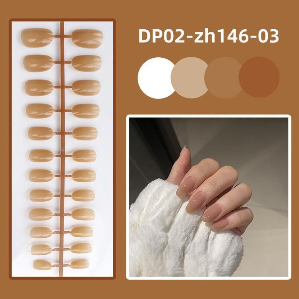 (as the picture, DP02-zh146-03) Round Head Glossy Fake Nail Stickers - 24 Piece Set