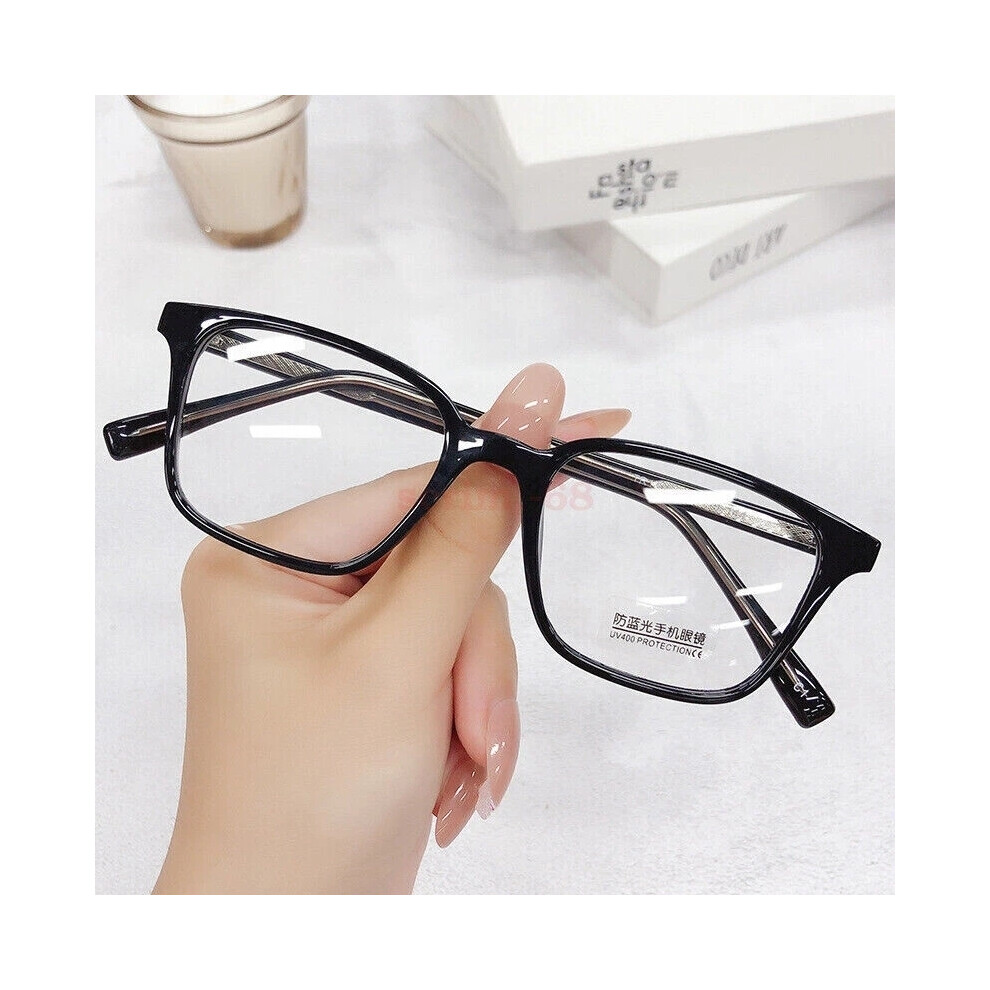 (Black) Mens Womens Eyeglass Frames TR90 Blue Light Blocking Glasses Frame