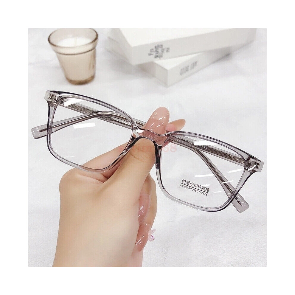 (Gray) Mens Womens Eyeglass Frames TR90 Blue Light Blocking Glasses Frame