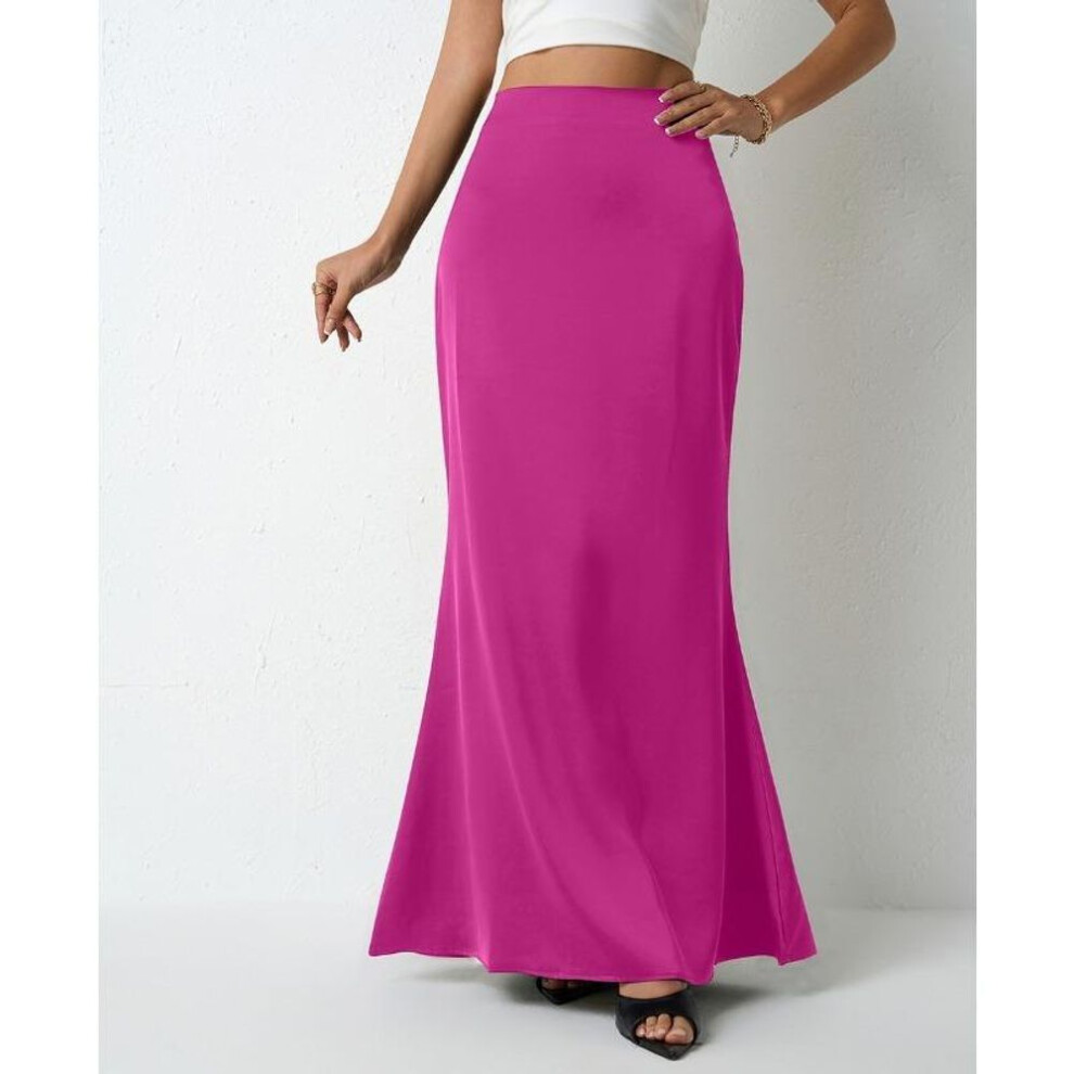 (XS, rose red) Women's Spring New Fashion Simple Long Skirt